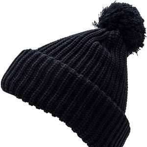 UNISEX CALVIN KLEIN POMPOM BLACK BEANIE